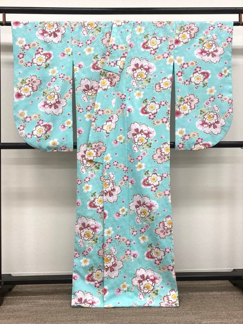 二尺袖 ポリエステル着物 金彩 紋意匠 桜 袴向き MOP473 - メルカリ