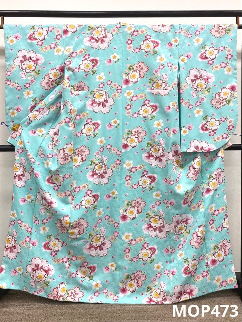 二尺袖 ポリエステル着物 金彩 紋意匠 桜 袴向き MOP 473