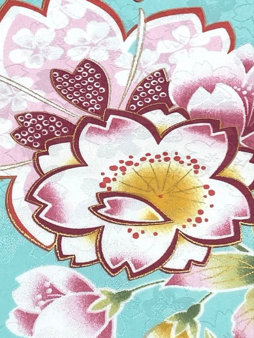 二尺袖 ポリエステル着物 金彩 紋意匠 桜 袴向き MOP473 - メルカリ