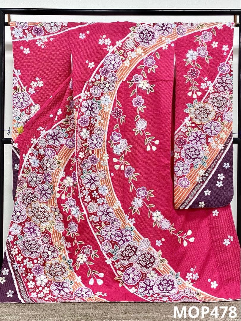 ポリエステル振袖 金駒 刺繍 身丈170 cm MOP 478