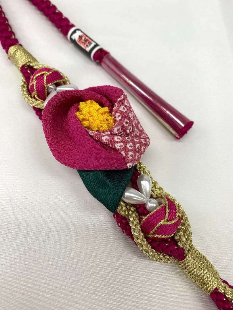 振袖用帯締め 飾り付き ちりめん細工 5本おまとめ 正絹 XX