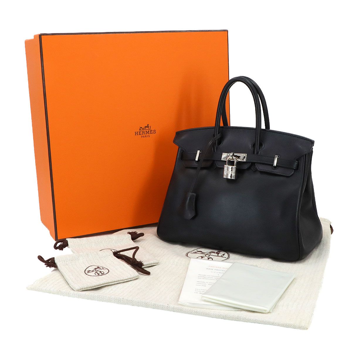 美品 エルメス HERMES バーキン25 スイフト ブラック ハンド バッグ