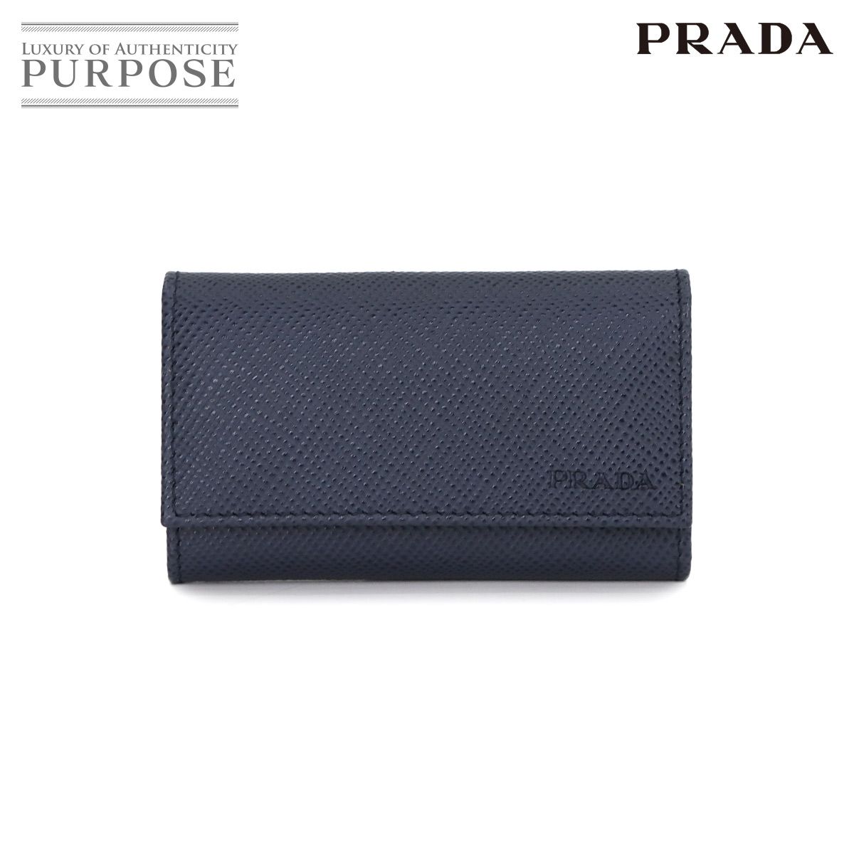 プラダ PRADA 6連 キーケース サフィアーレザー バルティコ ネイビー 2PG222 シルバー 金具 Key Case 90300357