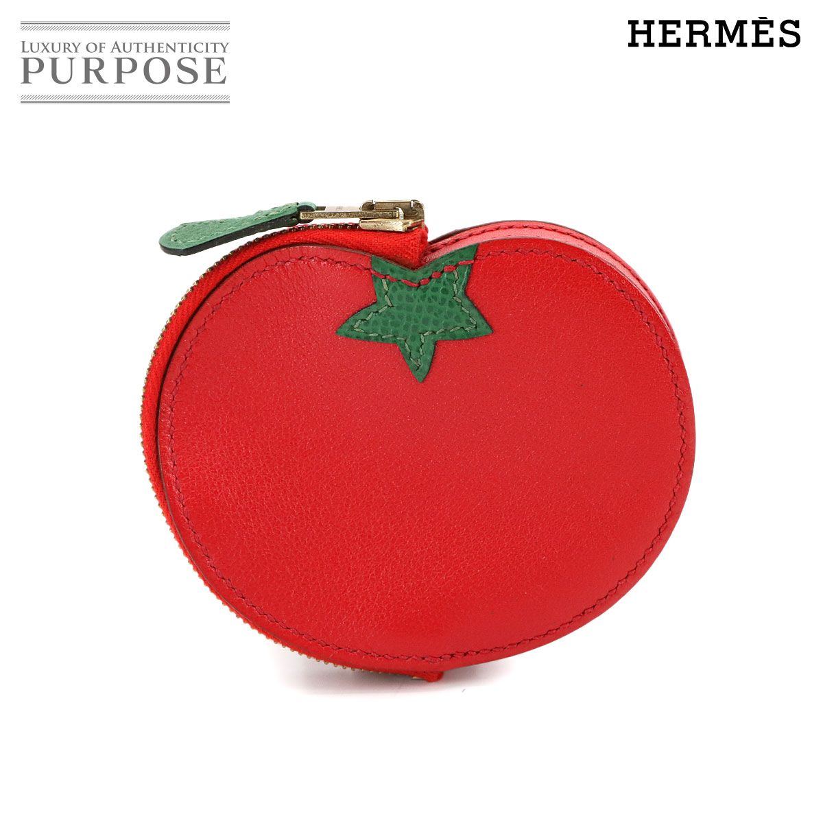 エルメス HERMES フルーツ コインケース トマト スイフト レッド グリーン B刻印 1998年製 ヴィンテージ