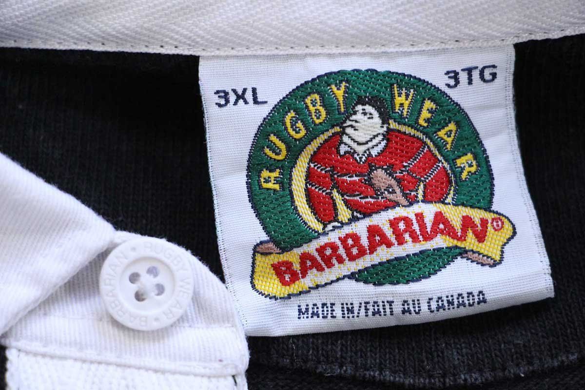 カナダ製 BARBARIANバーバリアン SJB 刺繍 コットン ラガーシャツ 黒