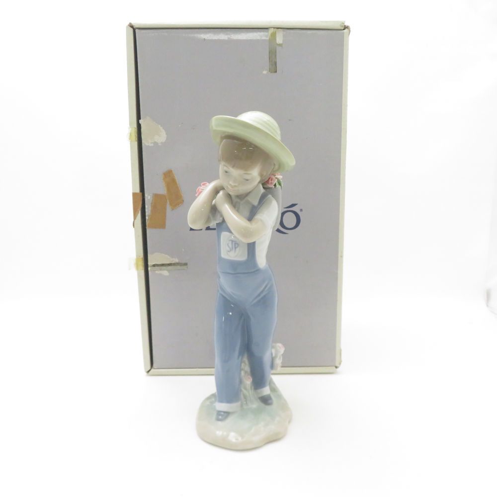 LLADRO リヤドロ 1286 かごいっぱいのバラ フィギュリン 置物 陶器人形 廃盤 絶版 少年 花 男の子 SC9346G2