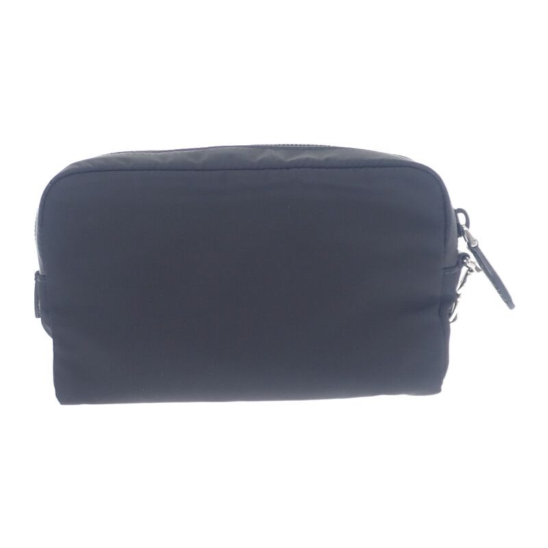 プラダ PRADA スモール Re-Nylon 1NS021 ポーチ メイクポーチ コスメポーチ ナイロン ブラック シルバー金具 レディース メンズ ユニセックス Aランク