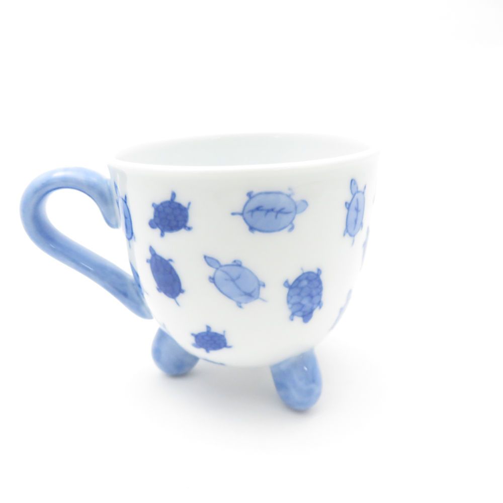 Fukagawa Seiji 深川製磁 染付亀 三ツ足マグカップ コップ 有田焼 SY13415D2