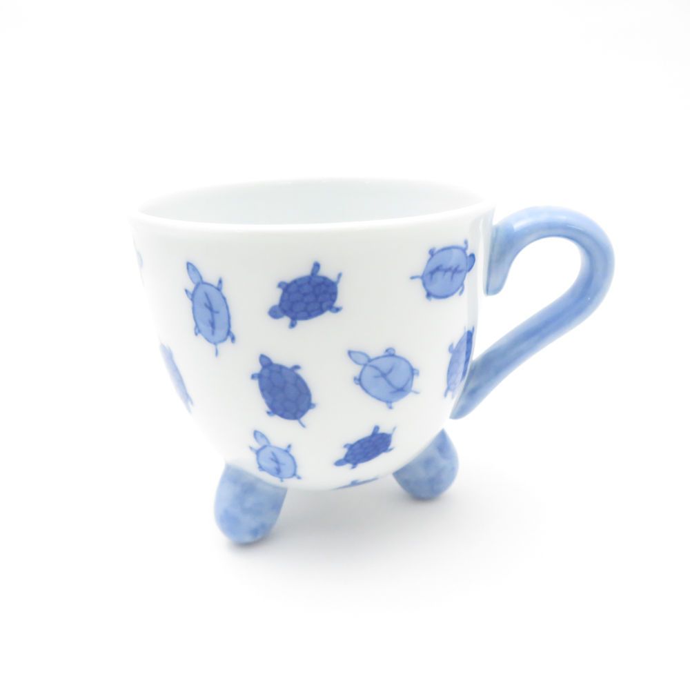 Fukagawa Seiji 深川製磁 染付亀 三ツ足マグカップ コップ 有田焼 SY13415D2