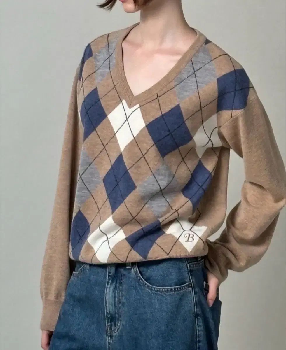 ザ バーネット アーガイル ニット ベージュ S