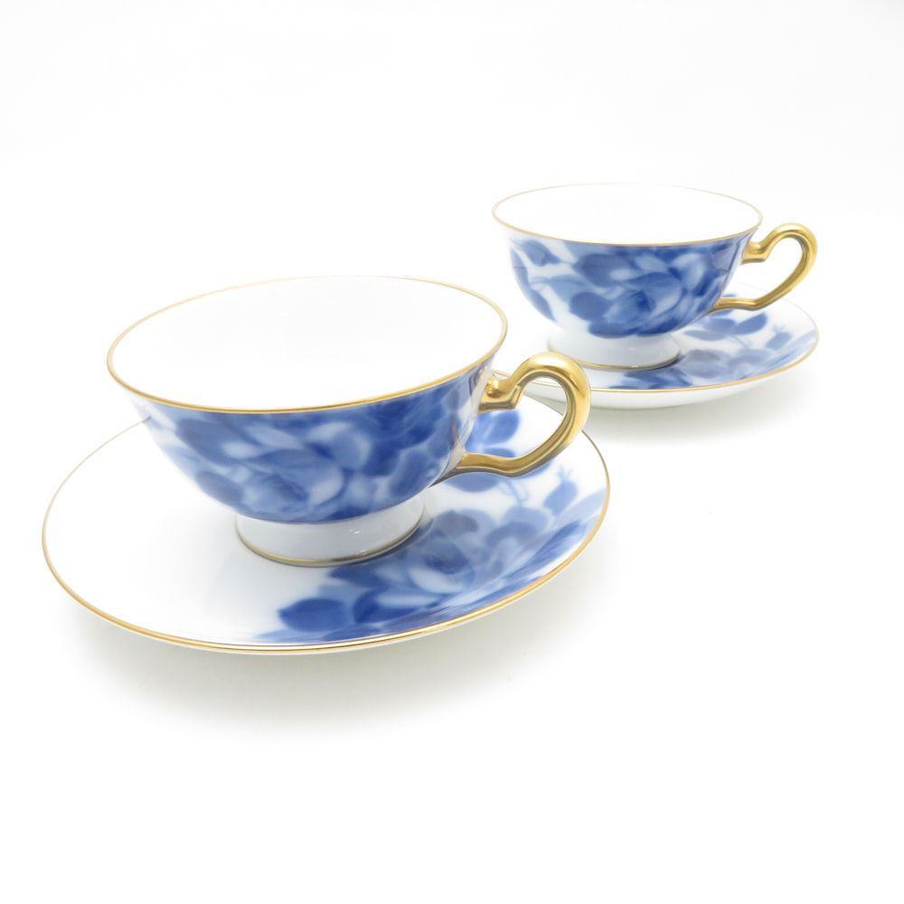 OKURA 大倉陶園 ブルーローズ 8011 J.Bマーク カップ＆ソーサー 2客 ペア ティー コーヒー兼用 SC9419C2