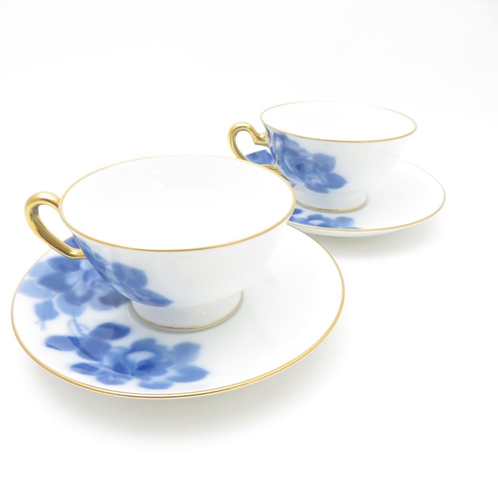 OKURA 大倉陶園 ブルーローズ 8011 J.Bマーク カップ&ソーサー 2客 ペア ティー コーヒー兼用 SC9419C2