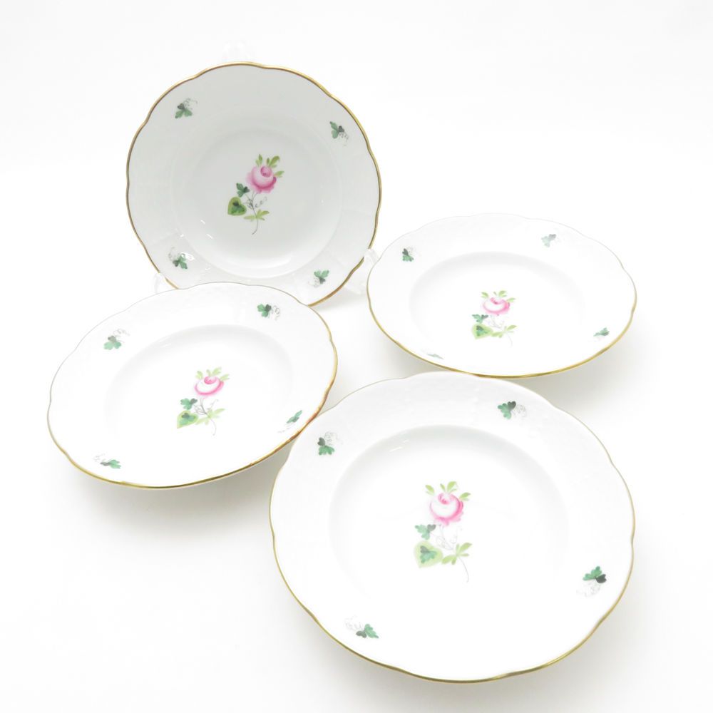 Herend ヘレンド ウィーンの薔薇シンプル VRH-S 767 小皿 4枚 12cmミニプレートセット 金彩 バラ ばら SU13320D2