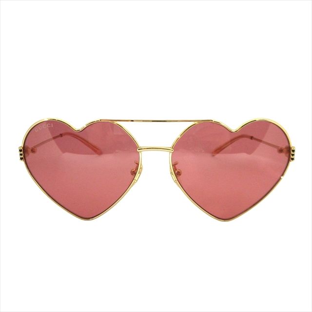 グッチ GUCCI ハート サングラス メガネ 眼鏡 インターロッキング GG ロゴ アイウェア GG1283S ピンク ゴールド レディース