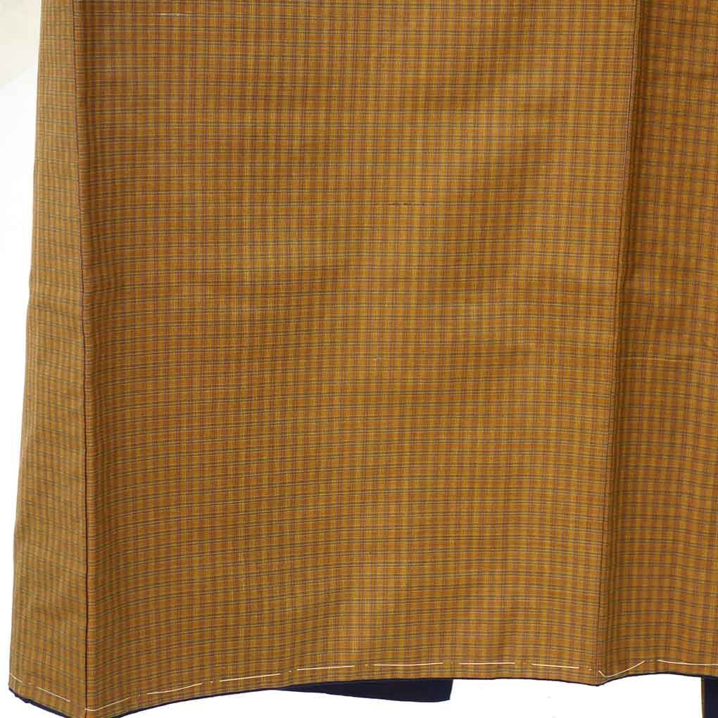 男物着物 身丈141 cm 裄67 前幅25 後幅30 5 袖丈49 袖幅33 メンズ 袷 格子 裄長 裄Lサイズ 秋冬春用 正絹 シルク ブラウン リメイク リユース リサイクル 呉服のきくや