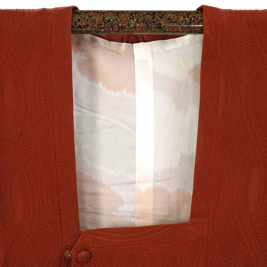  コート コート丈95 cm 裄67 袖丈48 袖幅35 レディース 袷 無地 裄長 裄Lサイズ 秋冬春用 正絹 シルク ブラウン リメイク リユース リサイクル 呉服のきくや 羽織 着物 浴衣