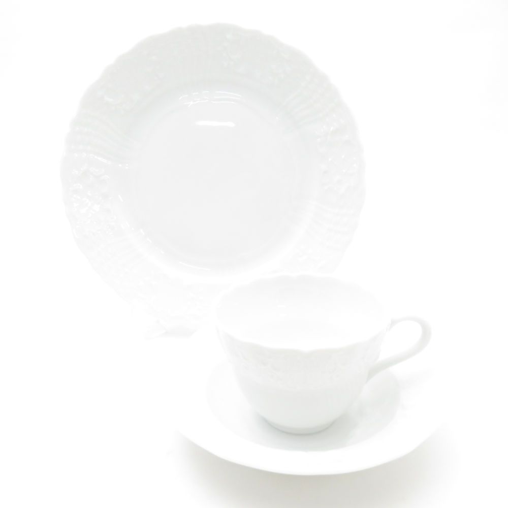 Herend ヘレンド バロックホワイト カップ＆ソーサー デザートプレート 2点 セット SY13446J1