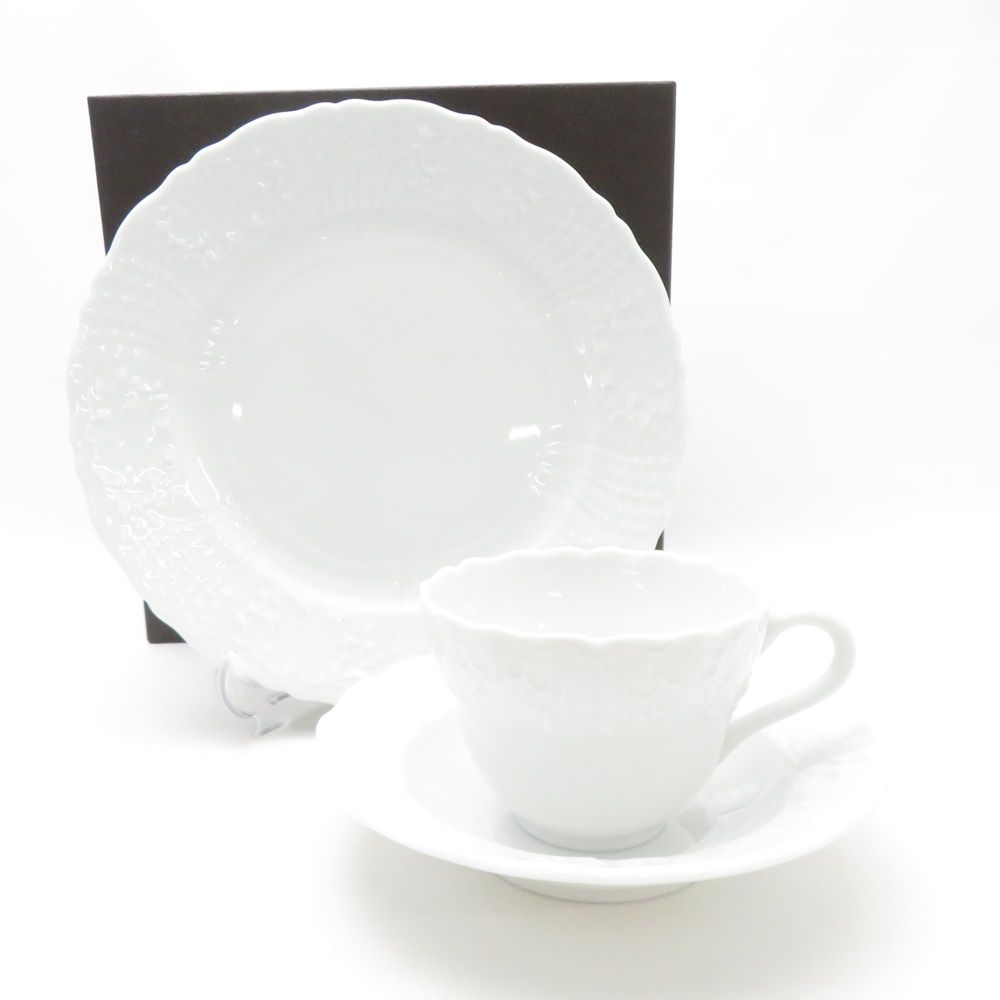 Herend ヘレンド バロックホワイト カップ&ソーサー デザートプレート 2点 セット SY13446J1