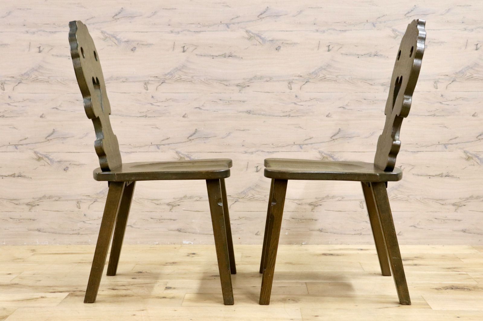 GMIK619C○神戸家具 ハート ダイニングチェア 2脚セット アームレス