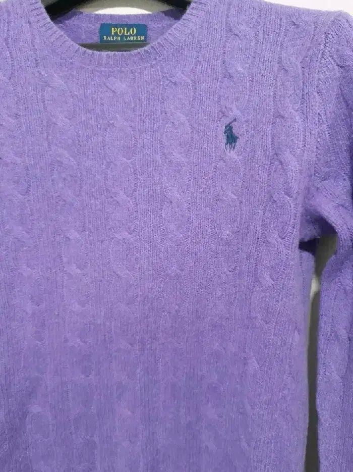 ポロラルフローレン PURPLE パープル ケーブル編みニット s リップ