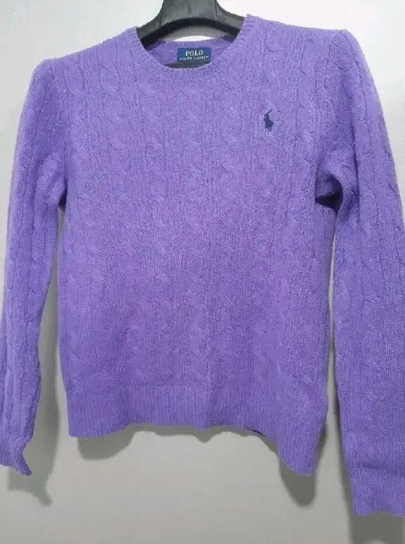 ポロラルフローレン PURPLE パープル ケーブル編みニット s リップ