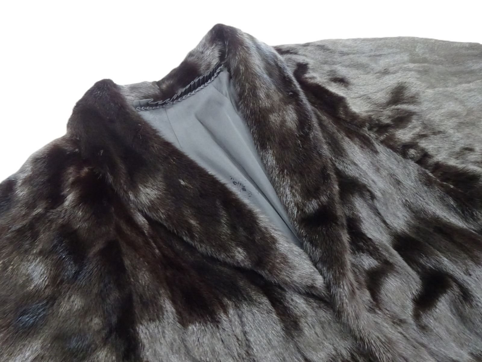 毛皮 ミンク ロング コート 11号 リアルファー 96cm丈 ブラック/ダーク