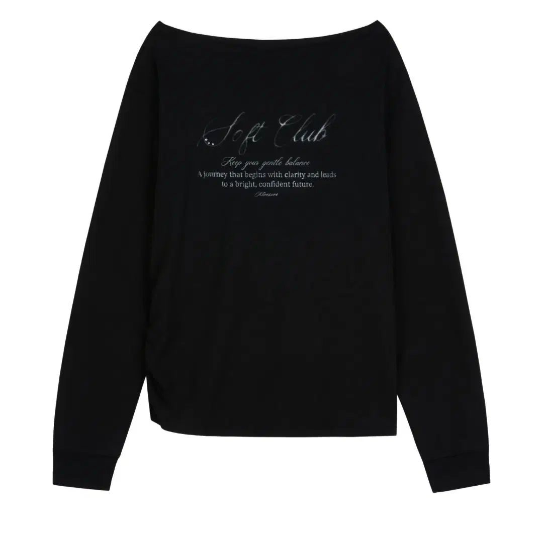 シアー ソフトクラブ 片方オフショルダー ブラック