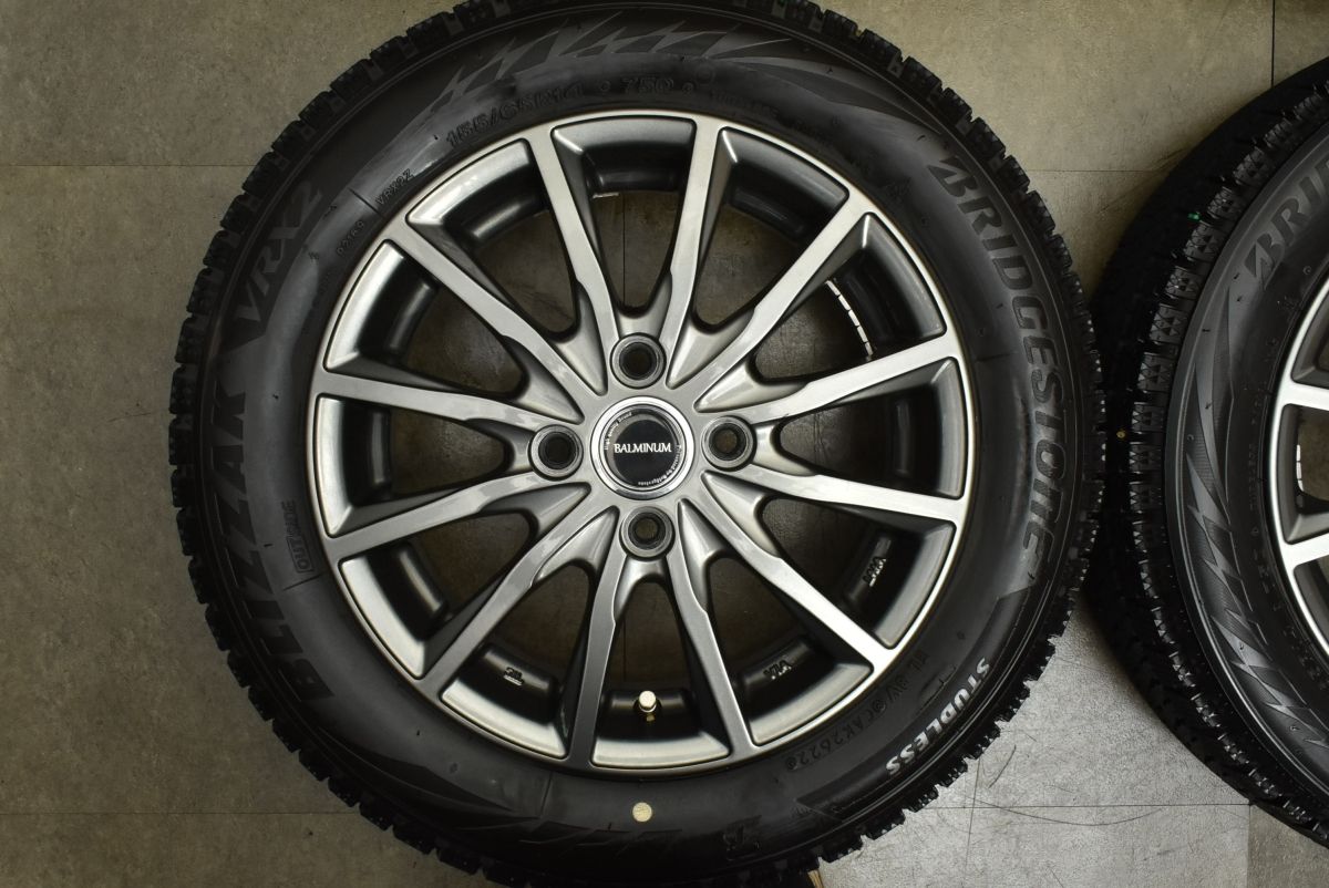  バリ溝 バルミナ 14 in 4 5 J 45 PCD 100 ブリヂストン ブリザック VRX 2 155 65 R N BOX ONE WGN ムーヴ タント ワゴンR アルト 14インチ タイヤ ホイールセット