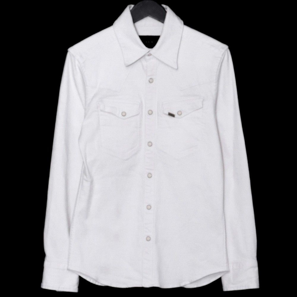 AKM STRETCH DENIM BLANKET WESTERN SHIRTS Mサイズ ホワイト S049