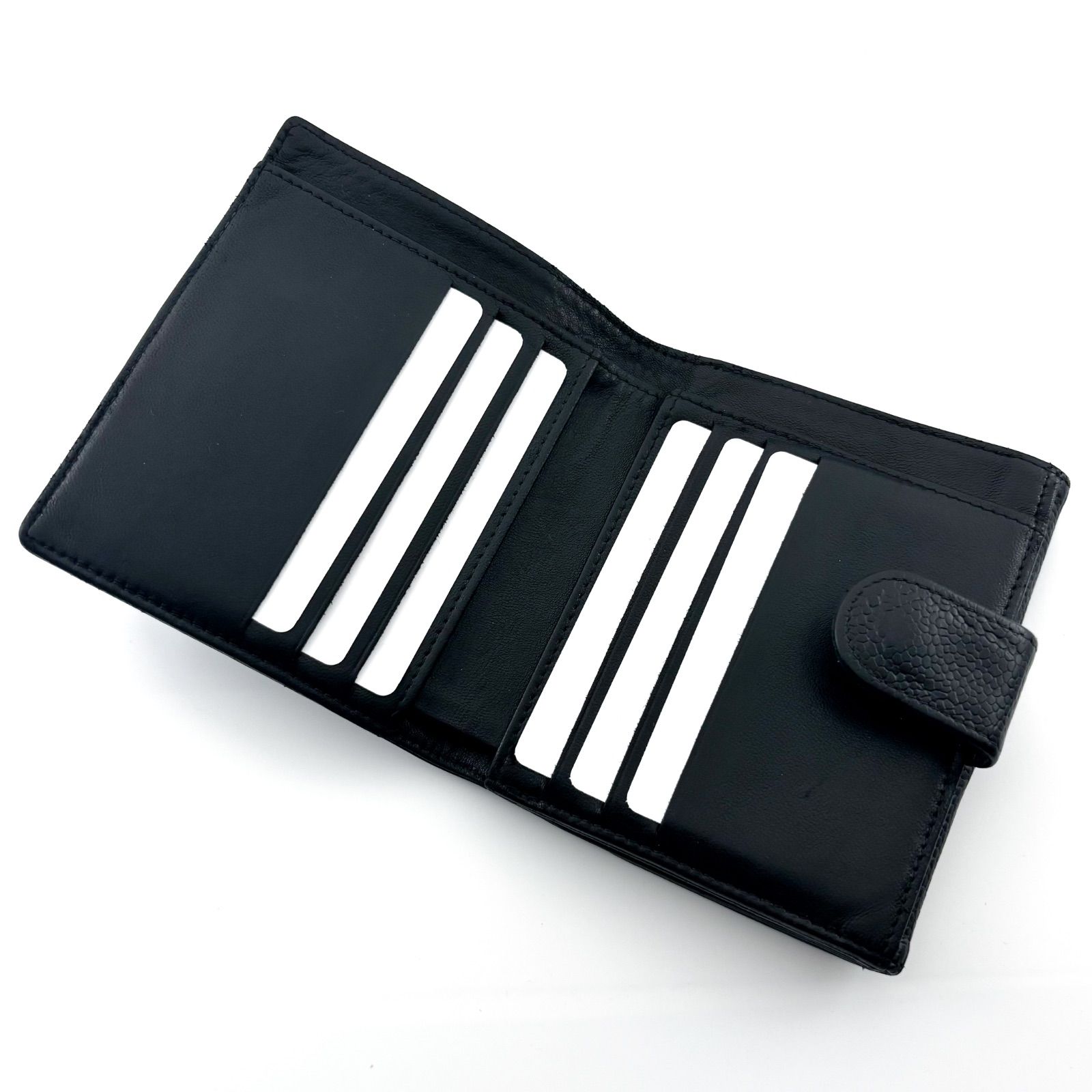 美品✨】シャネル 財布 ココステッチ キャビア Wホック 二つ折 - メルカリ