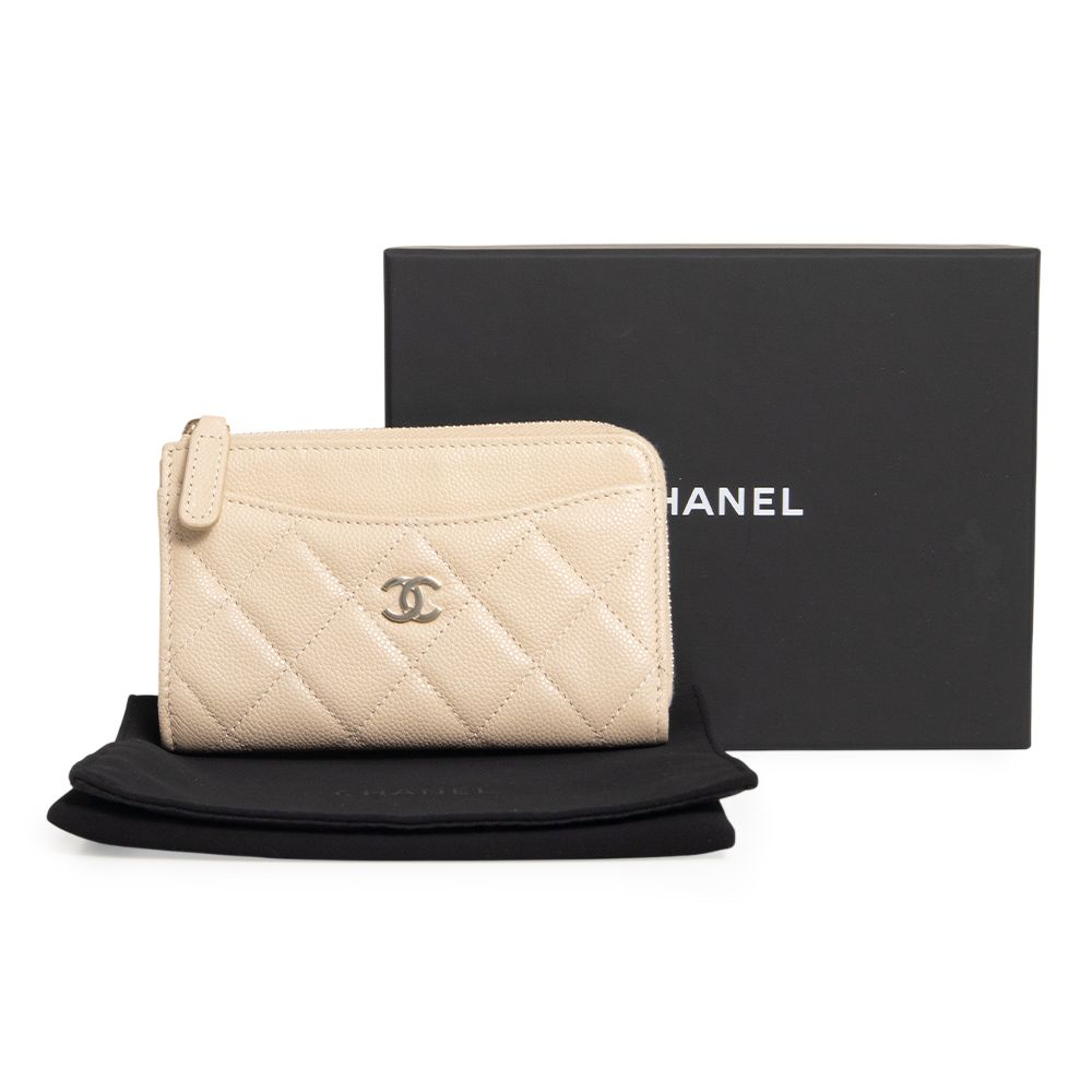 シャネル マトラッセ フラグメントケース コインケース カードケース パスケース 小銭入れ 財布 名刺入れ 定期入れ キャビアスキン レザー ベージュ シャンパンゴールド金具 AP 3179 CHANEL
