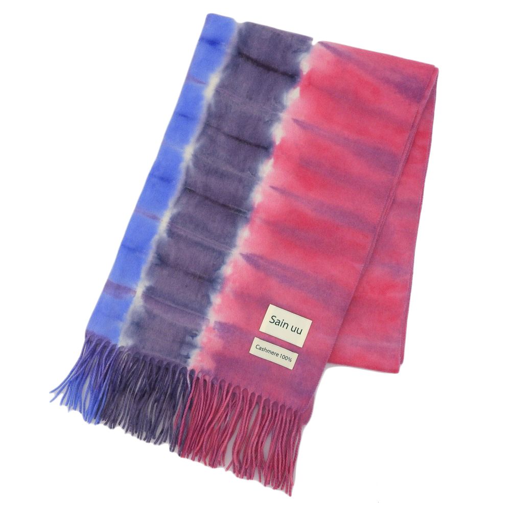 超 サインユー Sain uu SU23AW-003 タイダイ カシミヤ100% マフラー ストール 62×183cm レディー メンズ ZOZO 定価27500円