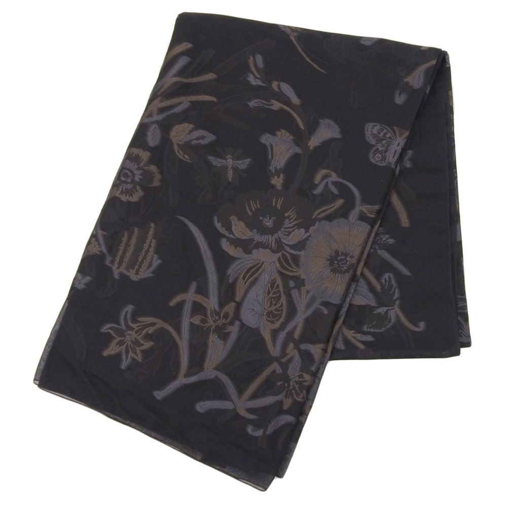 超 グッチ GUCCI アイテム フローラル ジャガード シースルー シルク99 ストール ショール 黒 200×135cm 大判 超 レディース 旅