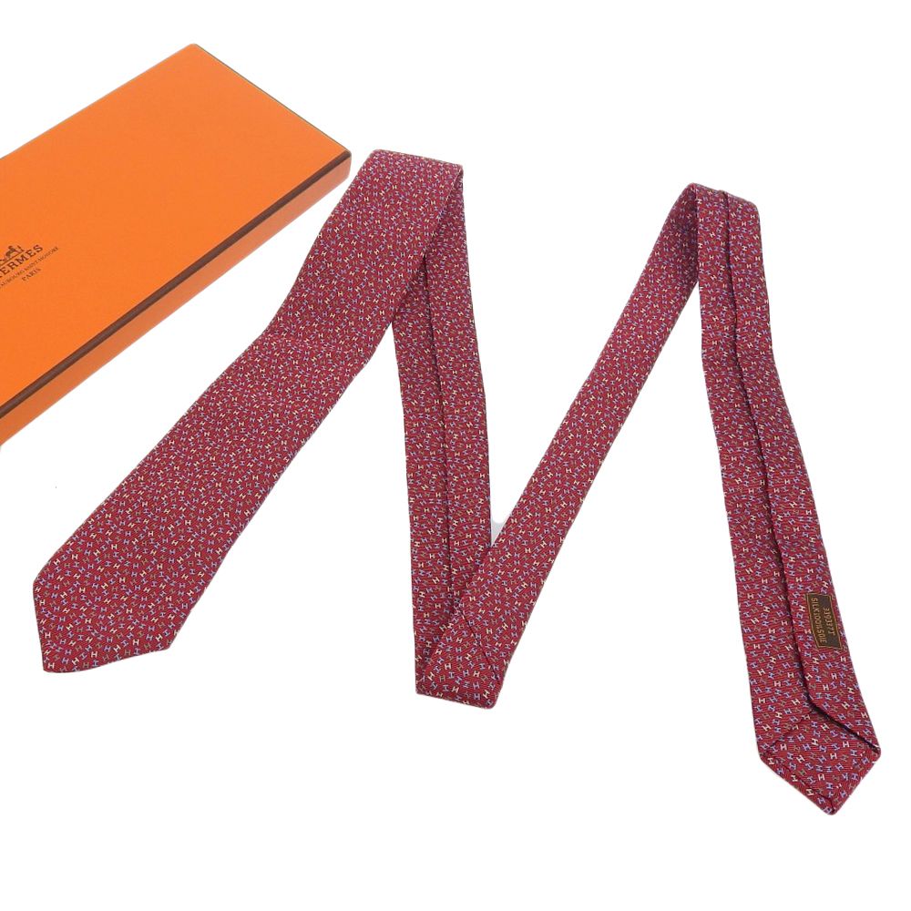 エルメス HERMES 現行販売商品 339337T ヘヴィシルクタイ 7cm H ローブ デュ ソワール H刺繍 ネクタイ