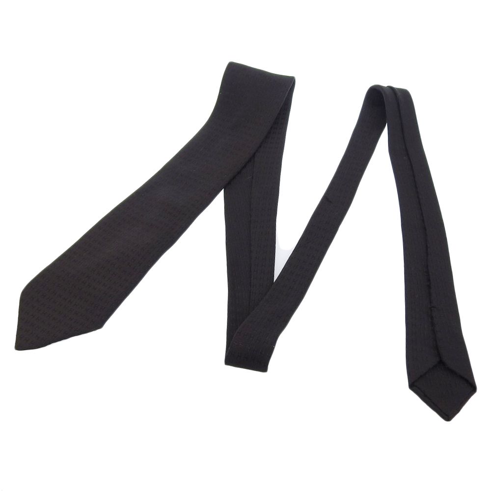 エルメス HERMES ファソネ Hロゴジャガード 刺繍 シルク ネクタイ 黒 メンズ ブラック