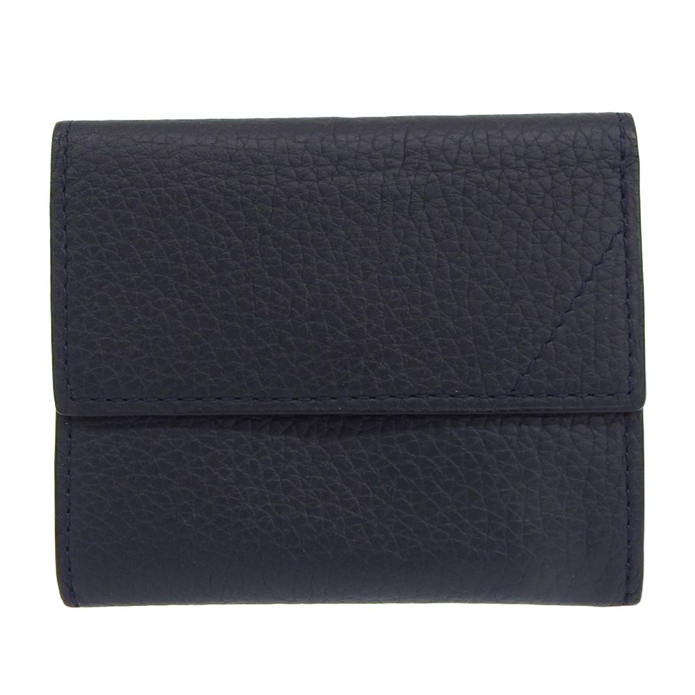 超 カミーユフォルネ CAMILLE FOURNET 現行タグ 21.02 VERSO リアリゲーター トリヨンレザー カード コインケース 財布 紺 紳士 ビジネス 定価82500円