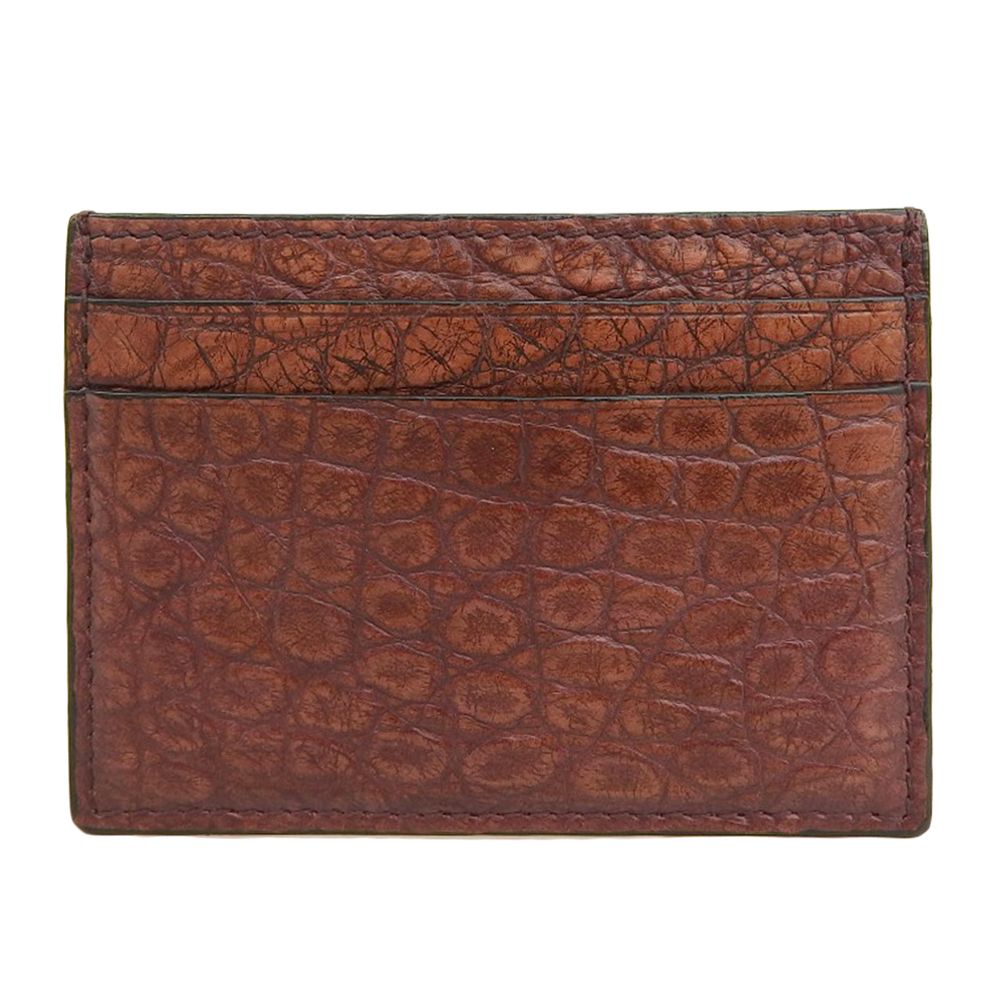 超 グッチ GUCCI Y2K ヴィンテージ アイテム クロコダイルレザー パス 名刺 カードケース ホルダー ブラウン メンズ ビジネス