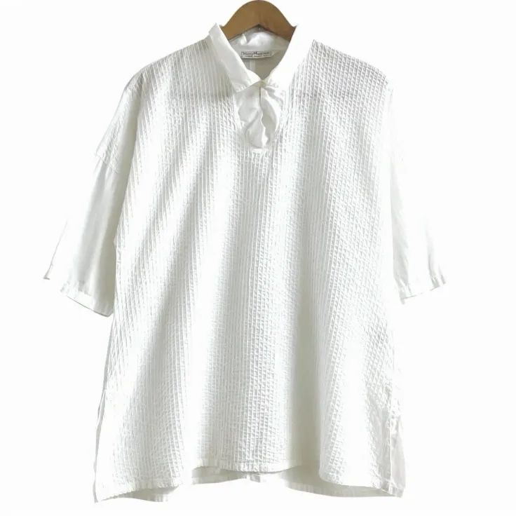 YACCOMARICARD ヤッコマリカルド ピンタック 半袖シャツ ブラウス 白