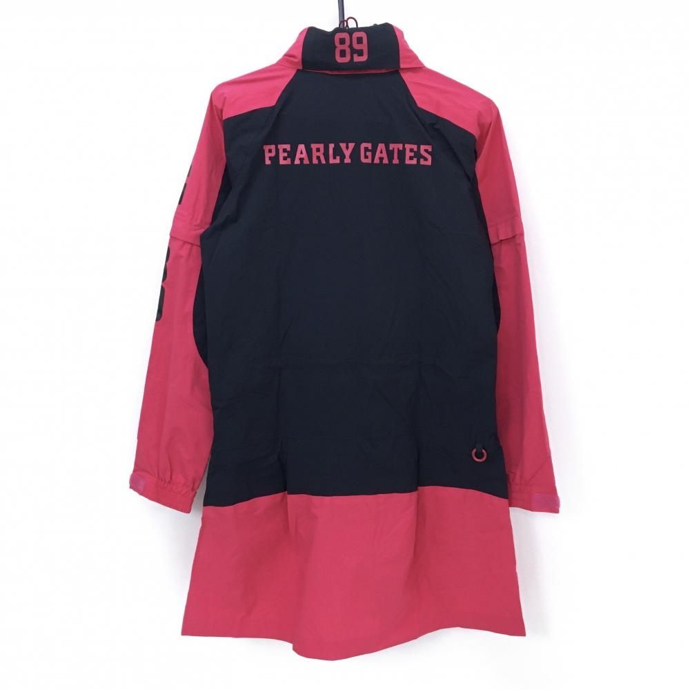 パーリーゲイツ 2 WAYレインワンピース ピンク×ダークネイビー 袖着脱可 フード収納 レディース 1 M ゴルフウェア PEARLY GATES