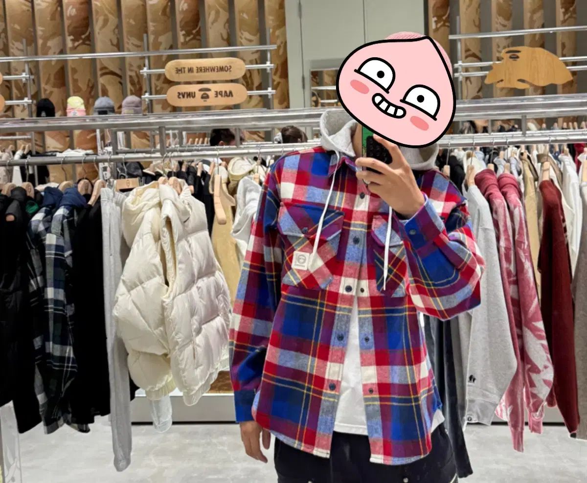 A BATHING APE マルチ CHECK シャツ フード