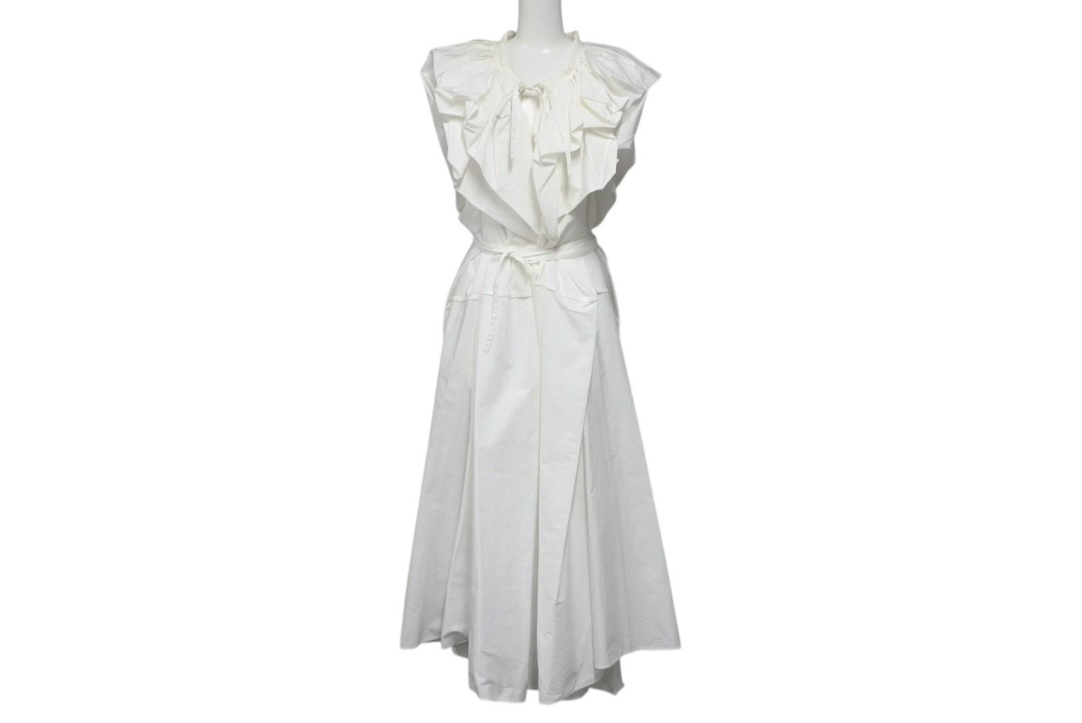 JIL SANDER ジルサンダー ワンピース OPJWIS0002 バックネックギャザー ホワイト コットン サイズS 4b007533