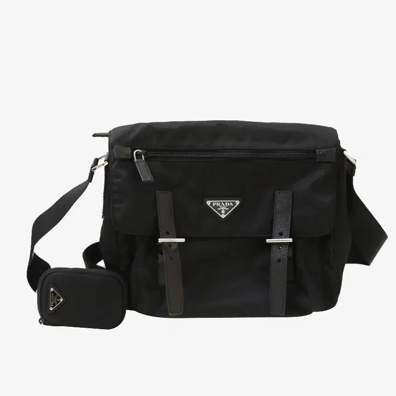 PRADA プラダ 1BD953 三角ロゴ バックル メッセンジャーバッグ クロスバッグ ブラック