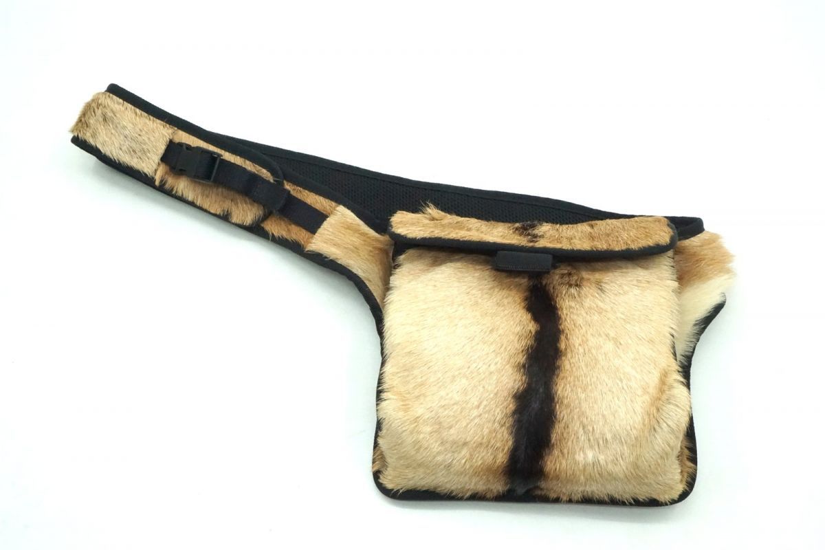 ミュウミュウ アーカイブ ウエストポーチ ベルトボディバッグ メッシュ ハラコレザー 茶 ブラウン MIUMIU 4425 h