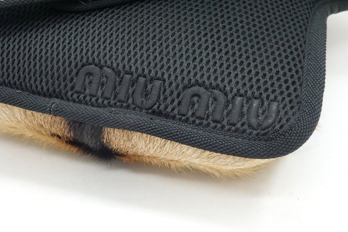  ミュウミュウ アーカイブ ウエストポーチ ベルトボディバッグ メッシュ ハラコレザー 茶 ブラウン MIUMIU 4425 h ショルダーバッグ ショルダーバッグ