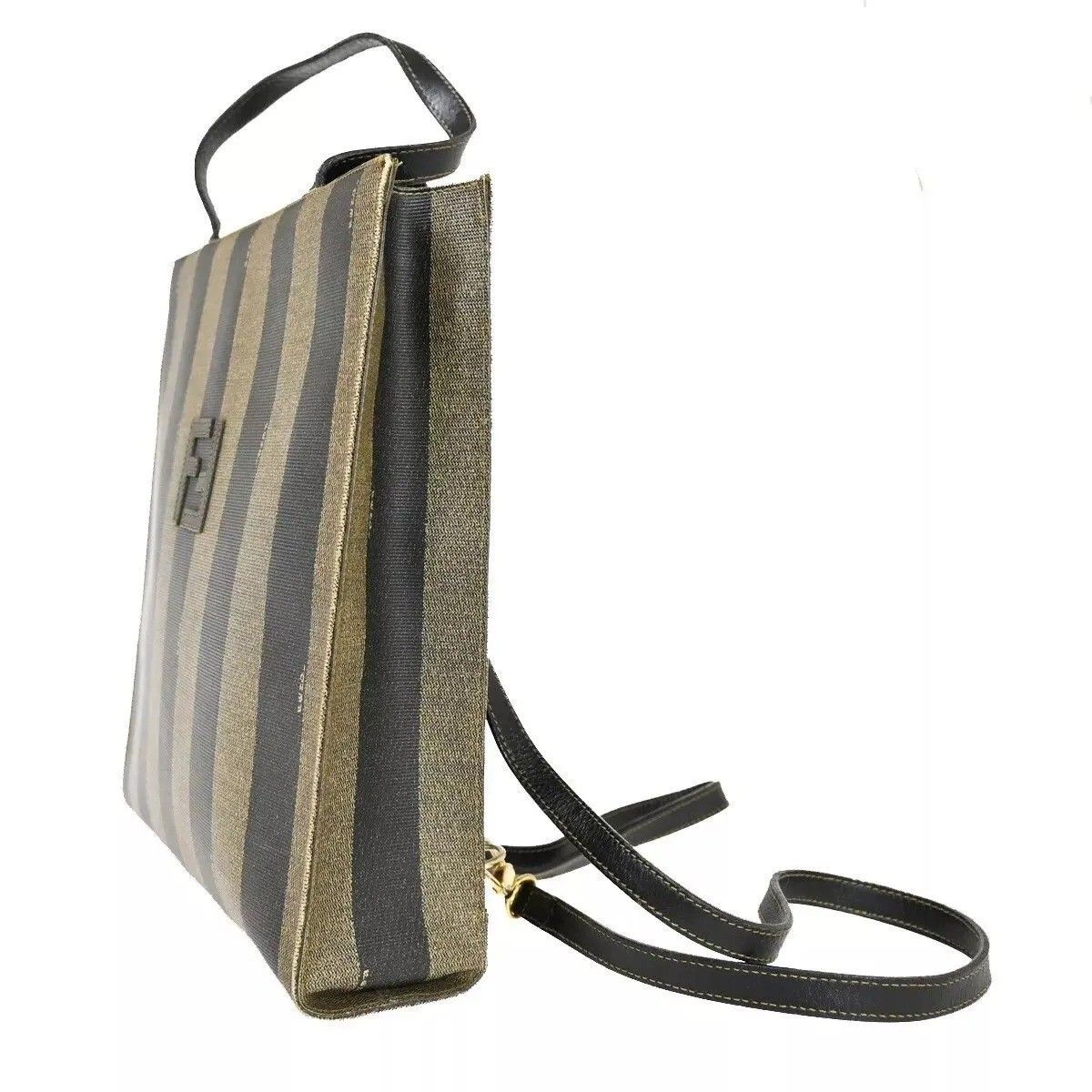 FENDI フェンディ トートバッグ ペカン 2Way リュック PVCレザー ブラック 黒 カーキ 87BS016