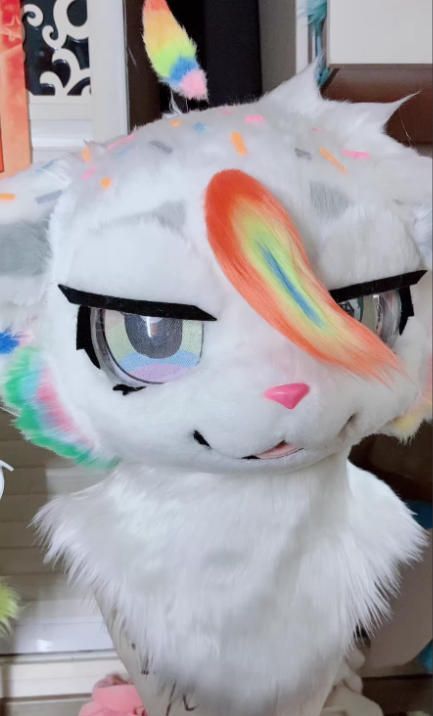 着ぐるみヘッド ドラゴン NO 428 白 虹色 全頭ヘッド ケモノ ファースーツ ぬいぐるみ コスプレ コスチューム kigurumi