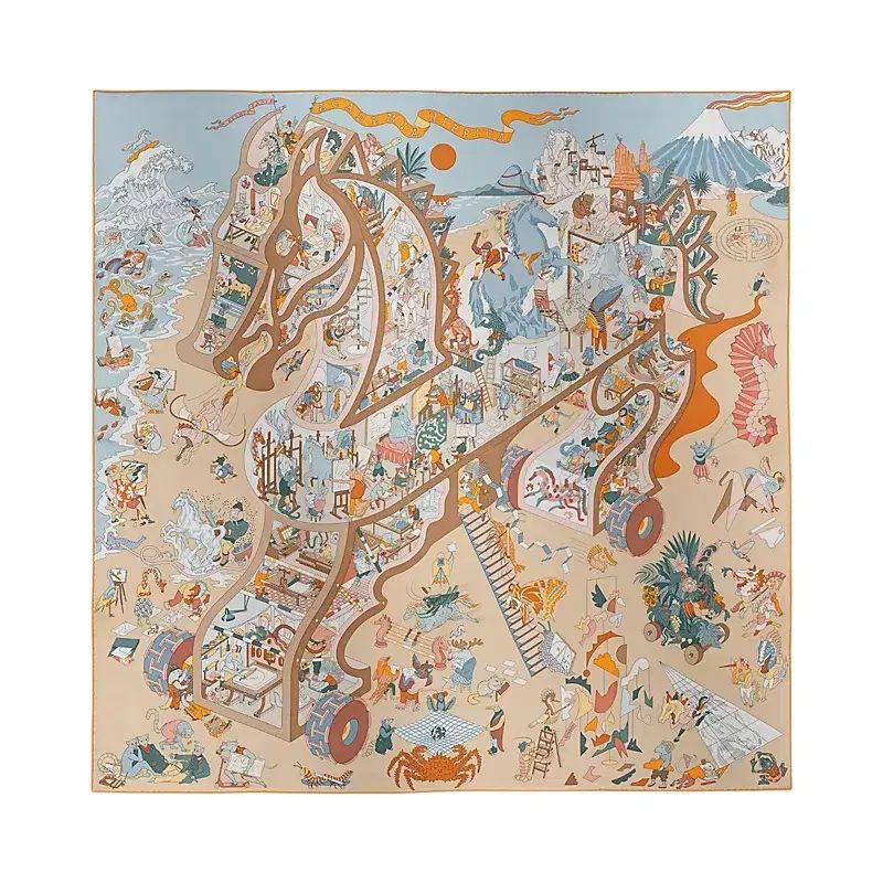 エルメス アカデミア ヒッピーカ カレ 90 レディース シルク スカーフ 02