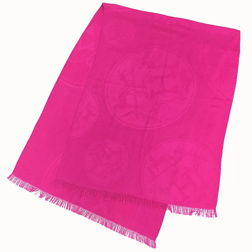 HERMES エルメス ストール ETOLE NEW LIBRIS エトール ニュー リブリス 大判 ショール カシミヤ シルク カシシル Hロゴ 馬車 ピンク aq11644