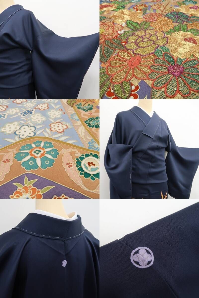 ❁tomihisa❁未着用 千總謹製 落款 金駒刺繍 着物 正絹 仕付け糸付