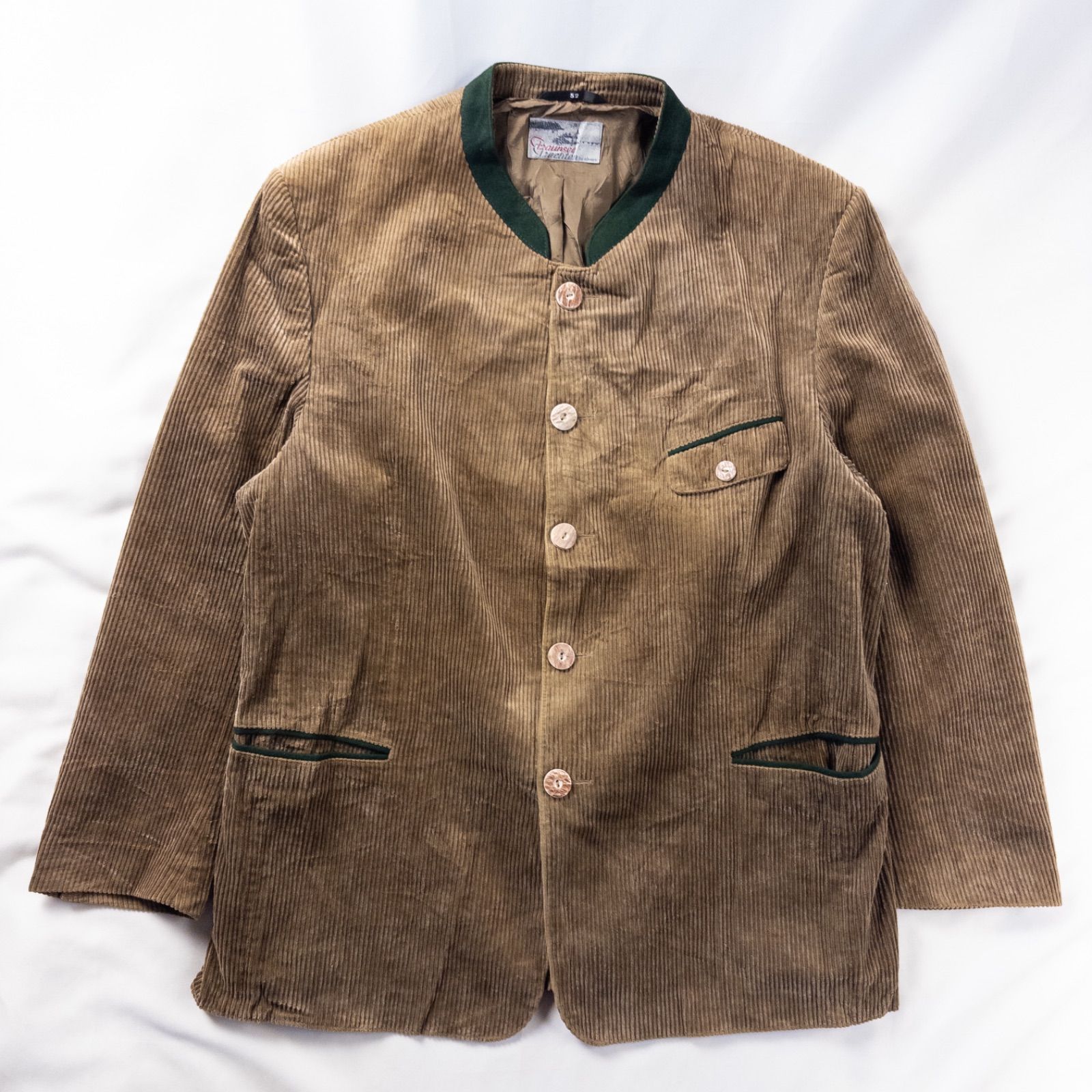 Euro Vintage 90s Fraunsee Trachten コットン バンドカラー 立体 起毛